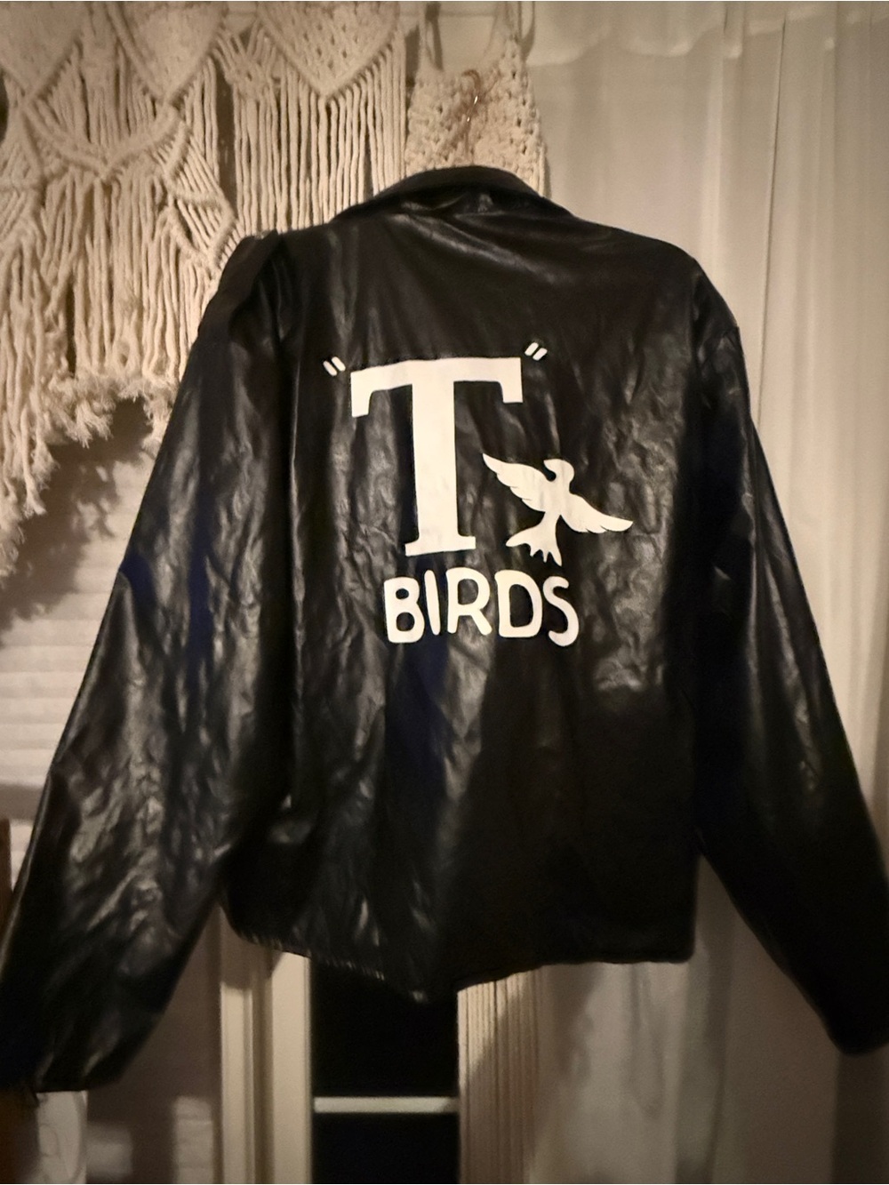 Grease T-Birds Black Pet Bird Jacket, pleather, men's size xl, guc Halloween